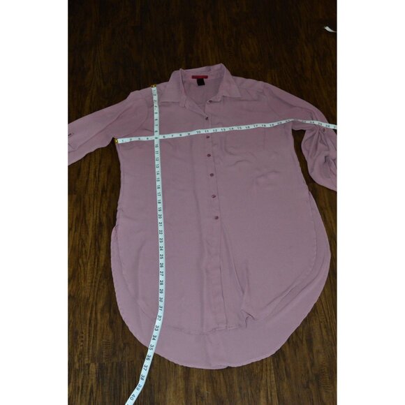 BKE Women's Sheer Mauve Pink Purple Button Up Shirt Size Large Long Dress READ - Picture 3 of 5